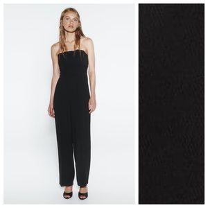 NWT. Zara Black Strapless Long Jumpsuit. Size XS.